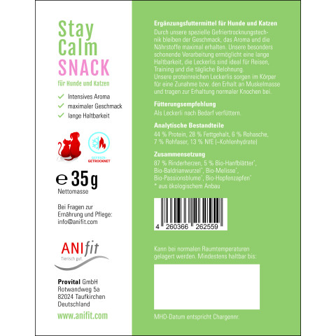 Hund Katze Hundefutter Snacks Stay-Calm-Snack 35g 1 Stück -3- Anifit